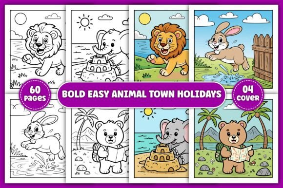 Bold Easy Animal Town Holidays Coloring Graphics