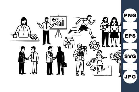 Business People Activity Icons Set: Graphics for Crafts Brands