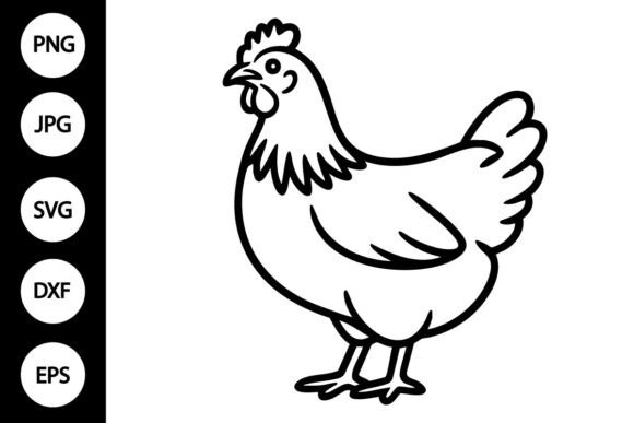 Chicken Outline SVG: Graphics for Crafts