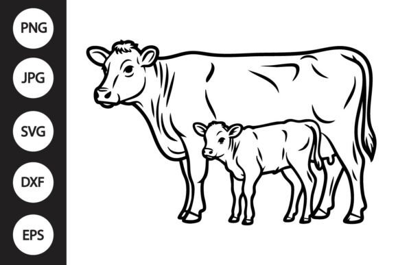 Cow Calf Outline SVG: Crafts & Graphics for Local Branding