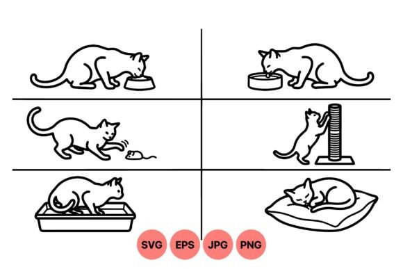 Cute Cat Activity SVG Clipart