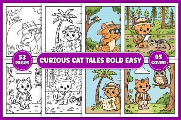 Cute Curious Cat Tales Coloring Pages