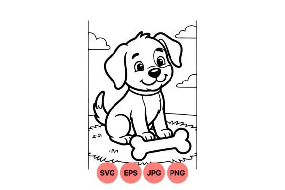 Cute Puppy Dog Coloring SVG: Graphics & Illustrations for Kids Content