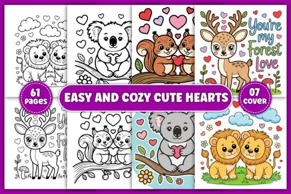 Easy and Cozy Cute Hearts Coloring Book