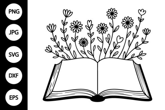 Floral Book Outline SVG: Graphics for Crafts & Branding