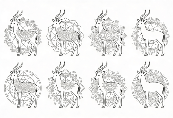 Gazelle Mandala Coloring Pages for Crafts & Graphics