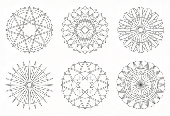 Geometric Mandala Coloring Pages Bundle