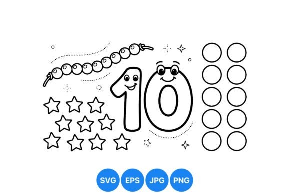 Happy Number Coloring Design: Graphics & Illustrations