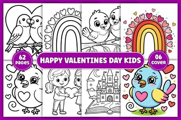 Happy Valentine’s Day Kids Coloring Pages Graphics