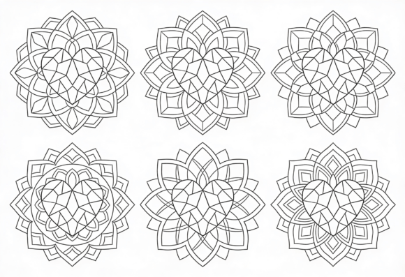 Heart Mandala Coloring Pages for Adults: Graphics & Crafts