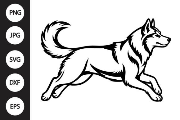 Husky Running Outline SVG: Crafts & Graphics for Real Makers
