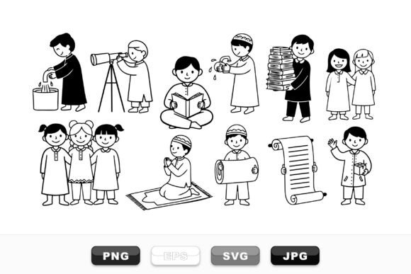 Islamic Kids Activity Clipart Set: Graphics for Crafts