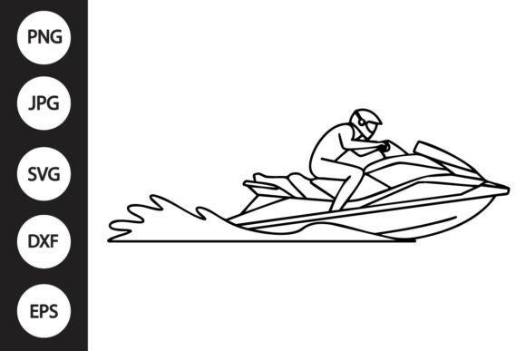 Jet Ski Rider Outline SVG: Graphics for Crafts & Branding
