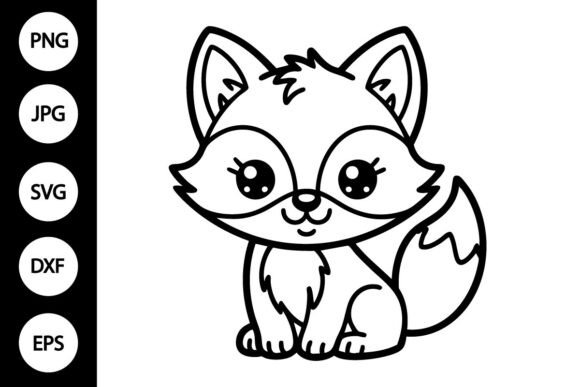 Kawaii Fox Outline SVG: Graphics for Crafts & Branding