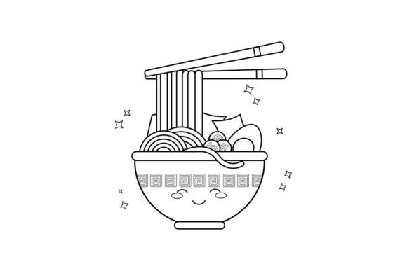 Kawaii Ramen Bowl Coloring Page