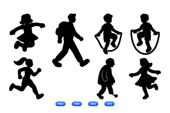 Kids Activity Silhouette Svgs: Graphics for Crafts & Content