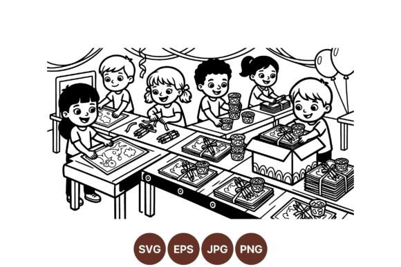 Kids Crafting Activity Clipart: Graphics & Illustrations
