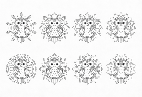 Mandala Owl Coloring Pages for Adults: Graphics & Crafts Asset Review