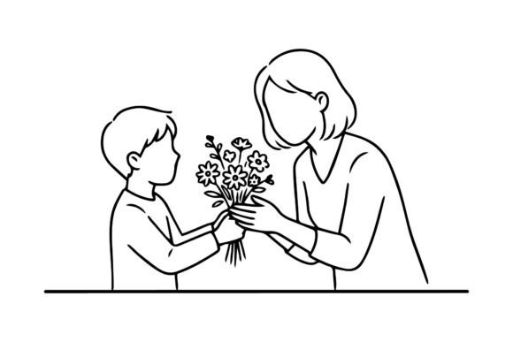 Mother’s Day Coloring Page: Graphics & Illustrations for Sellers