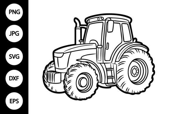Outline Tractor SVG, Coloring Page