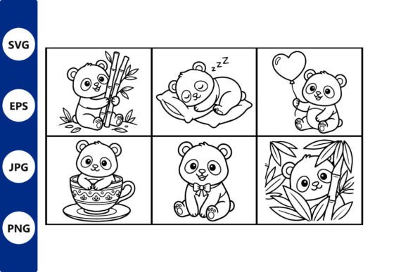 Panel Panda Line Art Set: Graphics & Illustrations for Handmade Creators