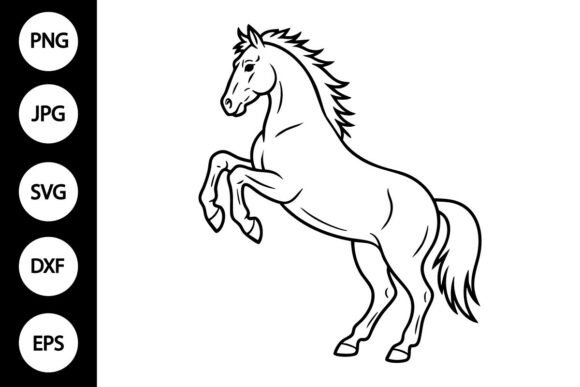 Rearing Horse Outline SVG: Graphics for Crafts & Content
