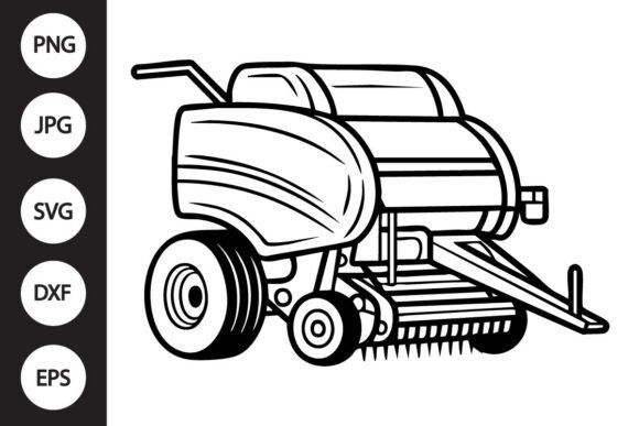Round Baler Outline SVG: Crafts & Graphics for Local Branding