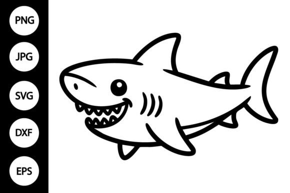 Shark Outline SVG, Coloring Page