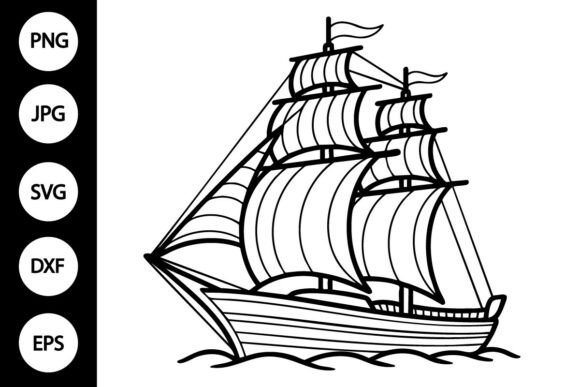 Ship Outline SVG: Graphics for Crafts & Content