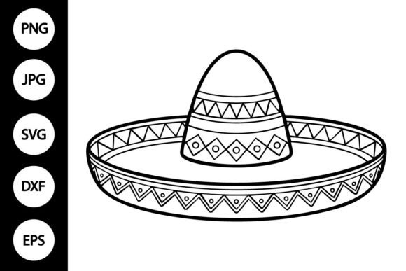 Sombrero Hat Outline SVG: Graphics for Crafts & Content