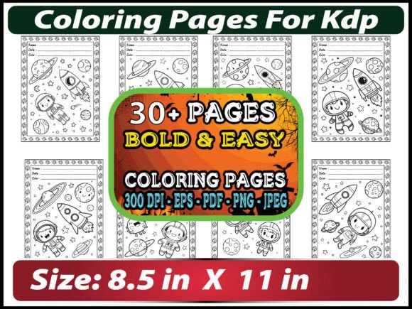 Space Coloring Book Pages for Kids: Graphics & Coloring Pages Amp