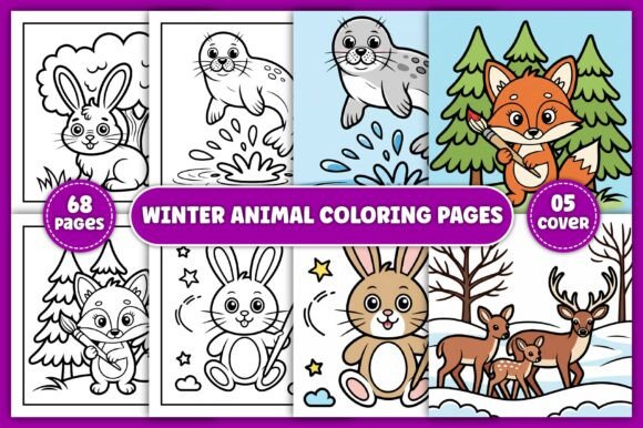 Winter Animal Coloring Book Pages: Graphics & Coloring Pages Amp