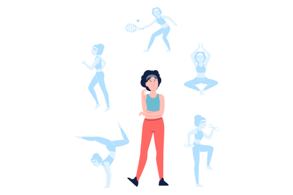 Woman Choose Sport Activity Graphics & Illustrations
